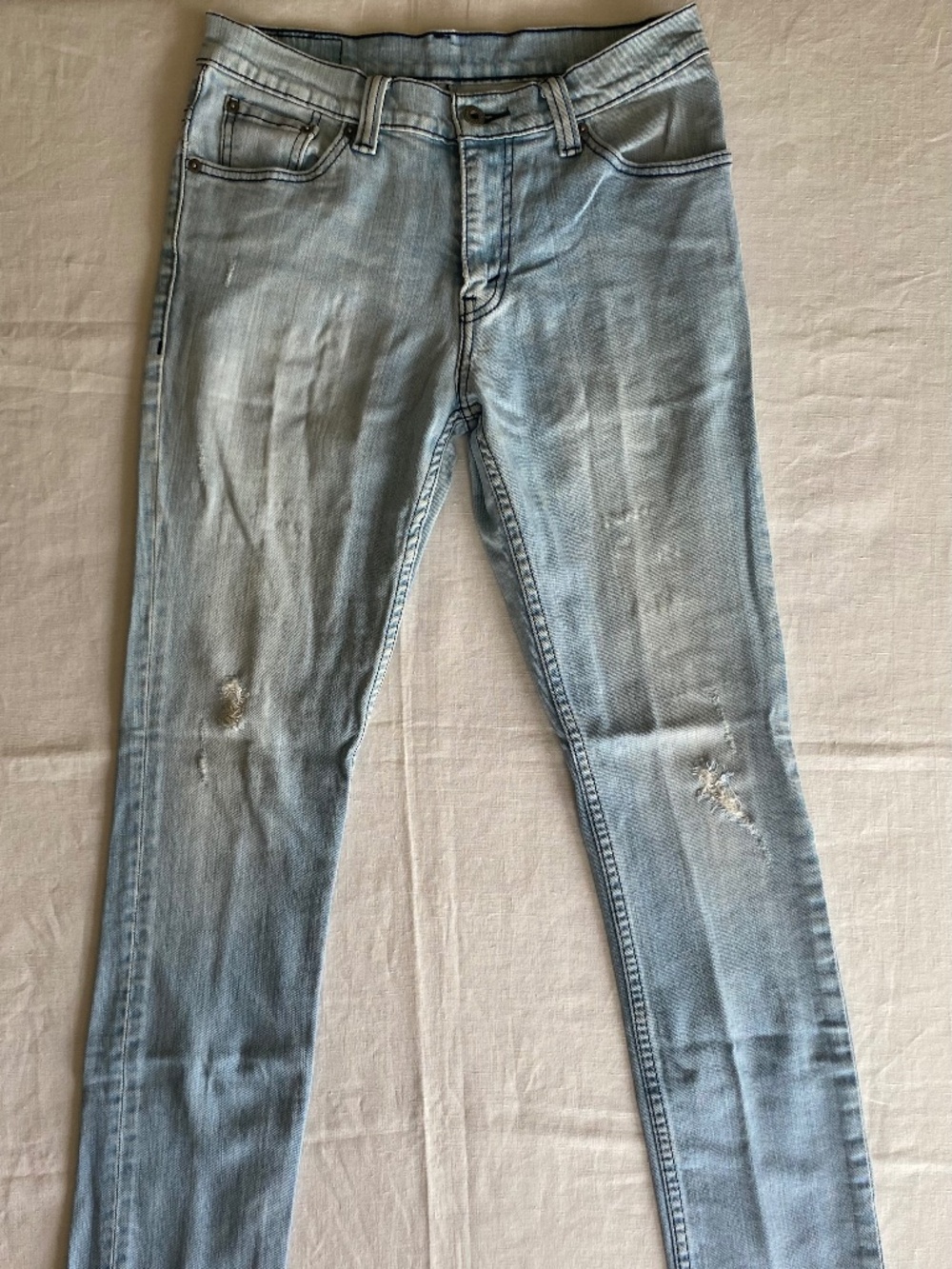 Levi's 510 30 x 30 Unisex Light Blue Navy Stitch Skinny Vintage Distressed